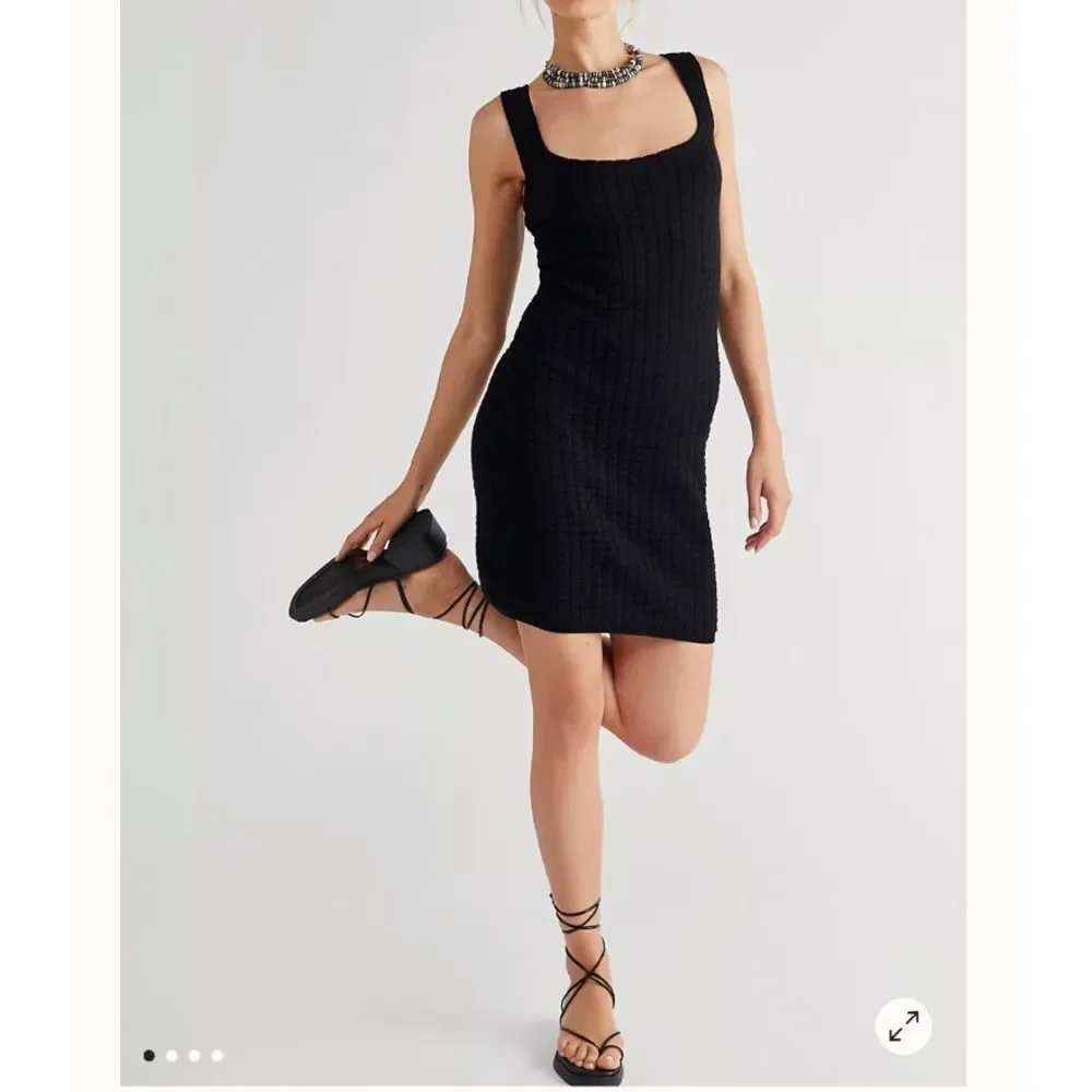 NWT Free People FP Beach Knit Short And Sweet Mini Dress in Ivory - Picture 2 of 5